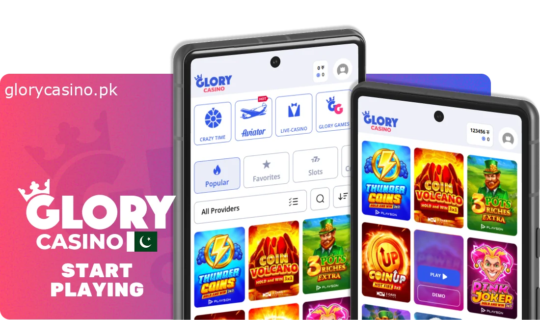 Instructions to start playing at Glory Casino Pakistan