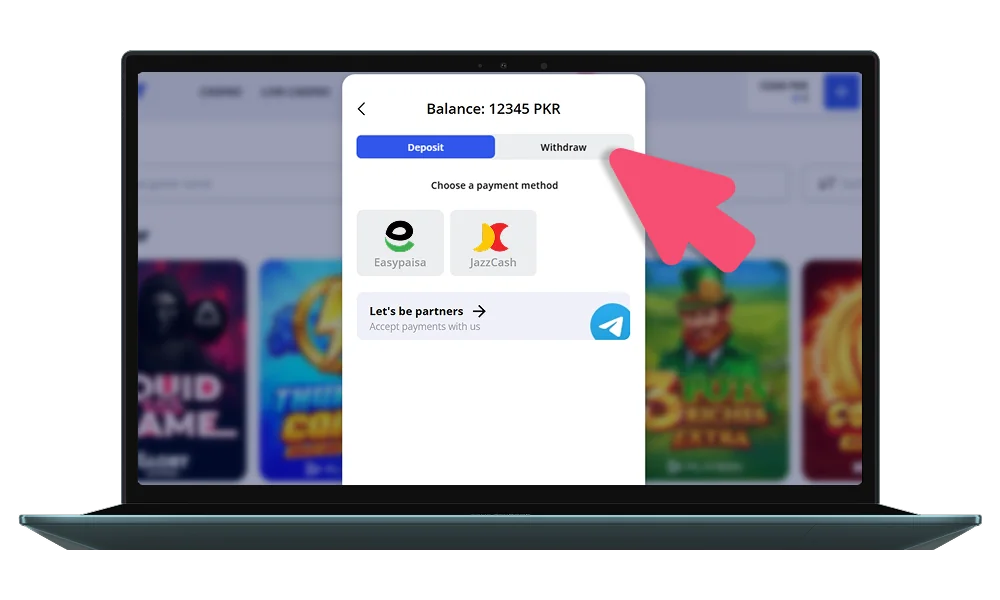 At the Glory Casino site go to the withdrawal tab